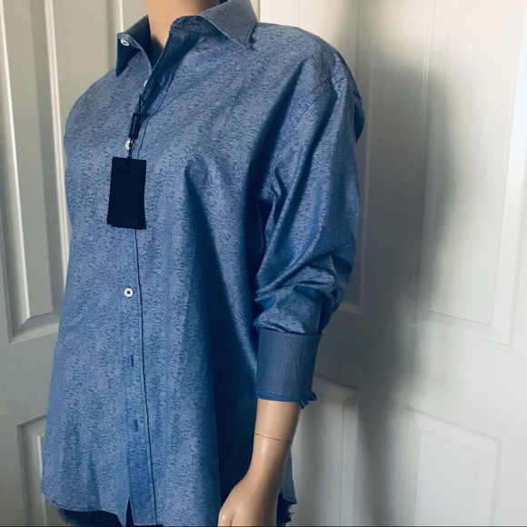 New Bugatchi Floral Tech Long-Sleeve Sport Shirt - Picture 7 of 17